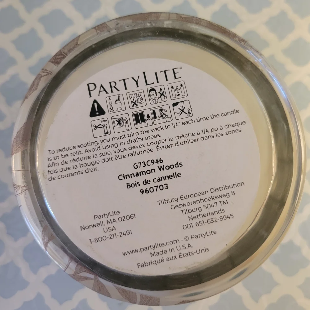 NEW PartyLite Cinnamon Woods 3 Wick Glass Jar Candle - Picture 4 of 7
